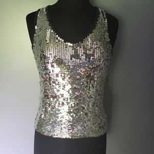 Jonden Silver sequin knit tank top